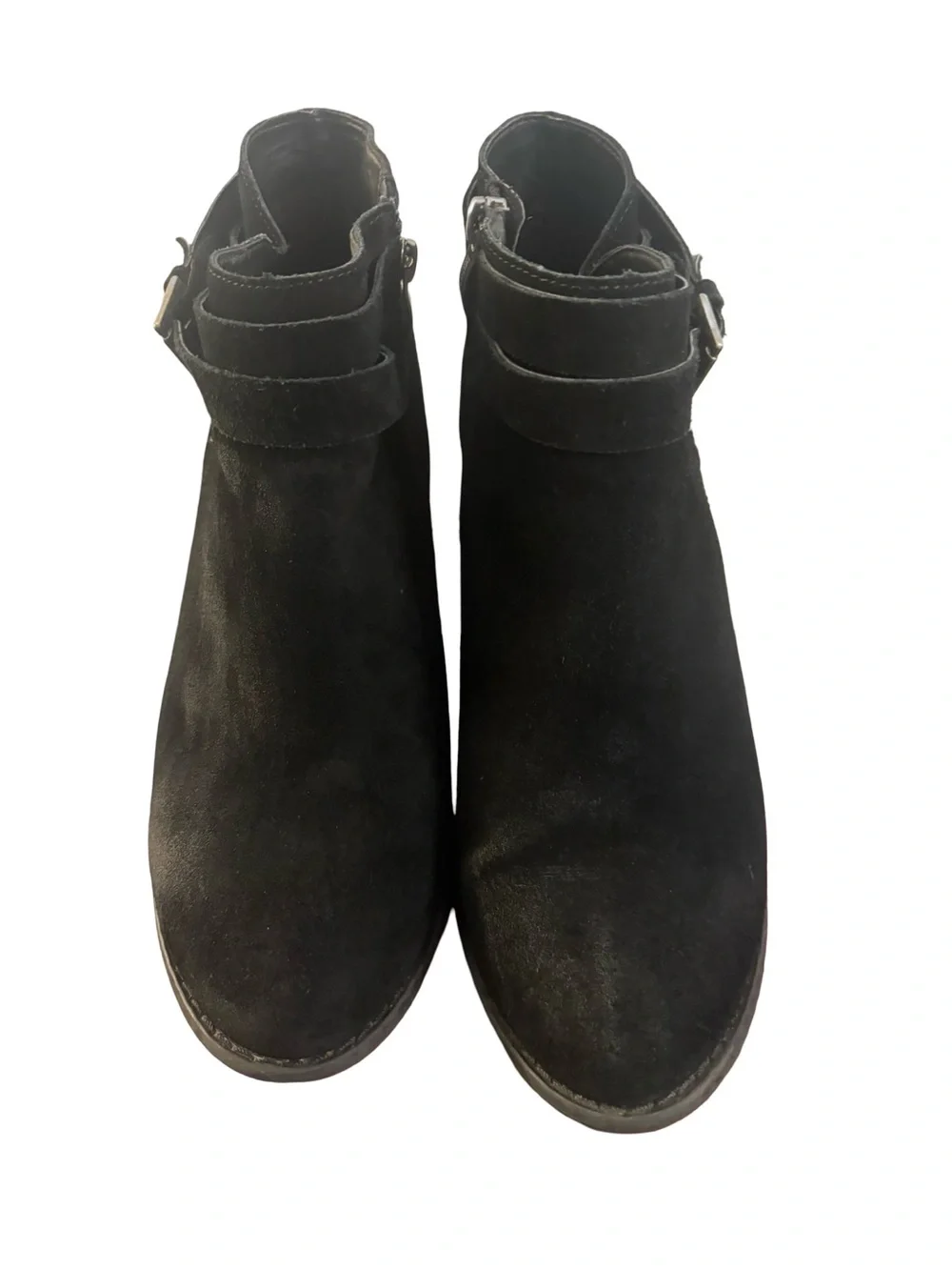Michael Shannon Boho Grunge Edgy Black Suede Ankle Booties w/Buckle Ring Size 9